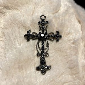 Vintage Cross Pendant- Black